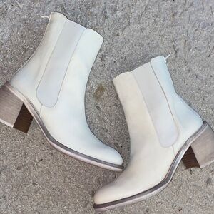 Free People White Heeled Boots